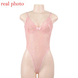 Sheer Lace Bodysuit Women Backless Transparent Mesh Bow Sexy Jumpsuit