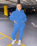 2020 Winter Two Piece Set Women Fleece Long Sleeve Top Hoodie Sweatshirts Sweatpants Pants Jogging Femme Hoodies Tracksuits