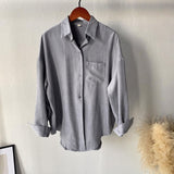Long Sleeve Oversized Green Shirt Female Spring Pocket Official Tops