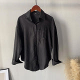 Long Sleeve Oversized Green Shirt Female Spring Pocket Official Tops