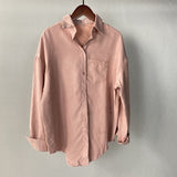 Long Sleeve Oversized Green Shirt Female Spring Pocket Official Tops