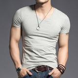 2021 New Tops Men T Shirt Fitness T-shirts Mens V neck Man T-shirt For Male Tshirts M-4XL Plue Size B0667