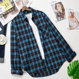 Plaid Shirts Women Top And Blouses Long Sleeve Oversized Cotton Ladies Casual Blusas One Pocket Loose Female Checked Shirt