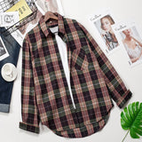 Plaid Shirts Women Top And Blouses Long Sleeve Oversized Cotton Ladies Casual Blusas One Pocket Loose Female Checked Shirt