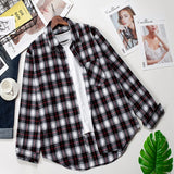 Plaid Shirts Women Top And Blouses Long Sleeve Oversized Cotton Ladies Casual Blusas One Pocket Loose Female Checked Shirt