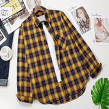 Plaid Shirts Women Top And Blouses Long Sleeve Oversized Cotton Ladies Casual Blusas One Pocket Loose Female Checked Shirt