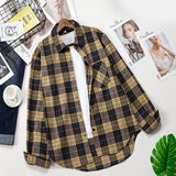 Plaid Shirts Women Top And Blouses Long Sleeve Oversized Cotton Ladies Casual Blusas One Pocket Loose Female Checked Shirt
