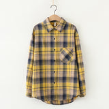 Plaid Shirts Women Top And Blouses Long Sleeve Oversized Cotton Ladies Casual Blusas One Pocket Loose Female Checked Shirt