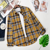 Plaid Shirts Women Top And Blouses Long Sleeve Oversized Cotton Ladies Casual Blusas One Pocket Loose Female Checked Shirt
