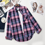 Plaid Shirts Women Top And Blouses Long Sleeve Oversized Cotton Ladies Casual Blusas One Pocket Loose Female Checked Shirt