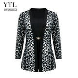 YTL Women's Chic Long Sleeve Leopard Blouse