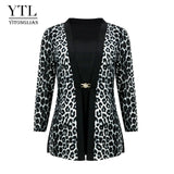 YTL Women's Chic Long Sleeve Leopard Blouse