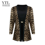 YTL Women's Chic Long Sleeve Leopard Blouse