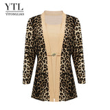 YTL Women's Chic Long Sleeve Leopard Blouse