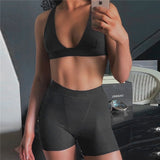 2PCS/Set Sexy Women's Bra Strap Tank Vest Crop Tops with High Waist Shorts