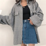 Korean Retro Loose Checkered Jacket for Women