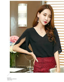Summer Womens Casual Solid Chiffon Shirt Butterfly Sleeve Korean Loose Women Blouse