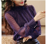 Summer woman top chiffon blouse women shirt long sleeve womens tops and blouses ladies plus size