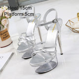 Crystal Show Stripper Heels Clear Shoes Women Platforms High Heels Sandals Female Transparent Sexy Wedding Shoes Slipper
