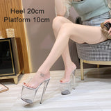 Crystal Show Stripper Heels Clear Shoes Women Platforms High Heels Sandals Female Transparent Sexy Wedding Shoes Slipper