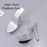 Crystal Show Stripper Heels Clear Shoes Women Platforms High Heels Sandals Female Transparent Sexy Wedding Shoes Slipper