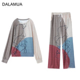 Loose Oversized Two Piece Women's Tracksuit Print Casual Set