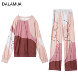 Loose Oversized Two Piece Women's Tracksuit Print Casual Set