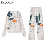 Loose Oversized Two Piece Women's Tracksuit Print Casual Set