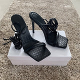 Women's Buckle Strap snake Print Leather High Heel Shoes