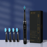 SEAGO Electric Rechargeable Toothbrush Buy One Get One Free Sonic Toothbrush 4 Mode Travel Toothbrush with 3 Brush Head Gift
