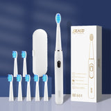SEAGO Electric Rechargeable Toothbrush Buy One Get One Free Sonic Toothbrush 4 Mode Travel Toothbrush with 3 Brush Head Gift