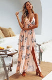 Bohemian Beach Dress Women Summer Casual Sleeveless Split Floral Off Shoulder Maxi Long Boho Dress Clothing Robe Female