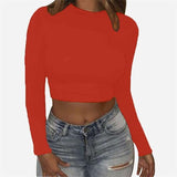 Women's Sexy O-Neck Sleveless Crop Top for Autumn fashion