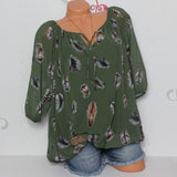 Fashion Women's Blouses Summer Tops Casual Blouse White Loose Feather Print V Neck Half Sleeve Shirts Blusas 5XL Plus Large Size