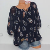 Fashion Women's Blouses Summer Tops Casual Blouse White Loose Feather Print V Neck Half Sleeve Shirts Blusas 5XL Plus Large Size