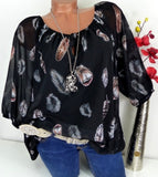 Fashion Women's Blouses Summer Tops Casual Blouse White Loose Feather Print V Neck Half Sleeve Shirts Blusas 5XL Plus Large Size