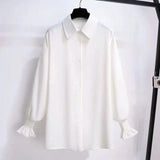 2 Piece Women's Long knitted vest with Lantern Sleeve shirt for Autumn Fashion
