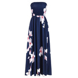 Bohemian Beach Dress Women Summer Casual Sleeveless Split Floral Off Shoulder Maxi Long Boho Dress Clothing Robe Female