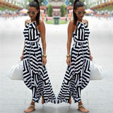 Bohemian Beach Dress Women Summer Casual Sleeveless Split Floral Off Shoulder Maxi Long Boho Dress Clothing Robe Female