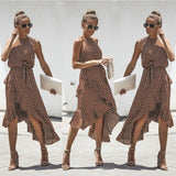 Bohemian Beach Dress Women Summer Casual Sleeveless Split Floral Off Shoulder Maxi Long Boho Dress Clothing Robe Female
