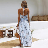 Bohemian Beach Dress Women Summer Casual Sleeveless Split Floral Off Shoulder Maxi Long Boho Dress Clothing Robe Female