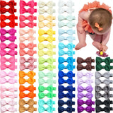 10pcs/lot Solid Color Grosgrain Ribbon Bowknot Hair Clips for Toddlers