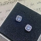 S925 Sterling Silver Color Simple Round Bling CZ Zircon Stone Stud Earrings Fashion Jewelry Korean Earrings for Women Girl