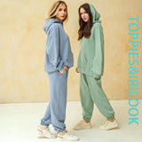Toppies 2021 Women Hoodies and Sweatpants White Tracksuits Female Two Piece Solid Color Pullovers Jacket Lounge Wear