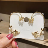 New Silver Plated Angel Wing Stylist Crystal Earrings Drop Dangle Ear Stud For Women Long Cuff Earring Bohemia Jewelrys