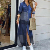 Autumn Denim Long Dress with Long Sleeve
