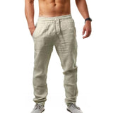KB 2021New Men's Cotton Linen Pants Male Summer Breathable Solid Color Linen Trousers Fitness Streetwear S-3XL