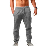 KB 2021New Men's Cotton Linen Pants Male Summer Breathable Solid Color Linen Trousers Fitness Streetwear S-3XL