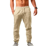 KB 2021New Men's Cotton Linen Pants Male Summer Breathable Solid Color Linen Trousers Fitness Streetwear S-3XL
