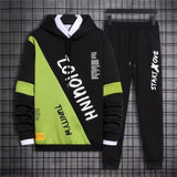 Korean Style Autumn Winter Elastic Waist Trousers+Long sleeve Pullover Sweatshirt Set Casual Men Clothing Set